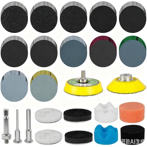Image of NIHUIFDPY 193Pcs 2 Inch Sanding Discs & Buffing Pads Kit, 60-10000 Grit Wet Dry Sandpaper with 1 /4 inch & 1 /8 inch Drill Attachments for Car Headlight Restoration, Woodwork, Metal Polishing