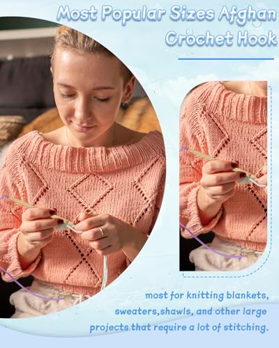 Image of Katech 23 PCS Tunisian Crochet Hooks Set, 11 PCS 2mm-8mm Matel Crochet Hooks & 12 PCS 3mm-10mm Circular Knitting Needles for Large Project, Afghan Crochet Needles with Cable Bag