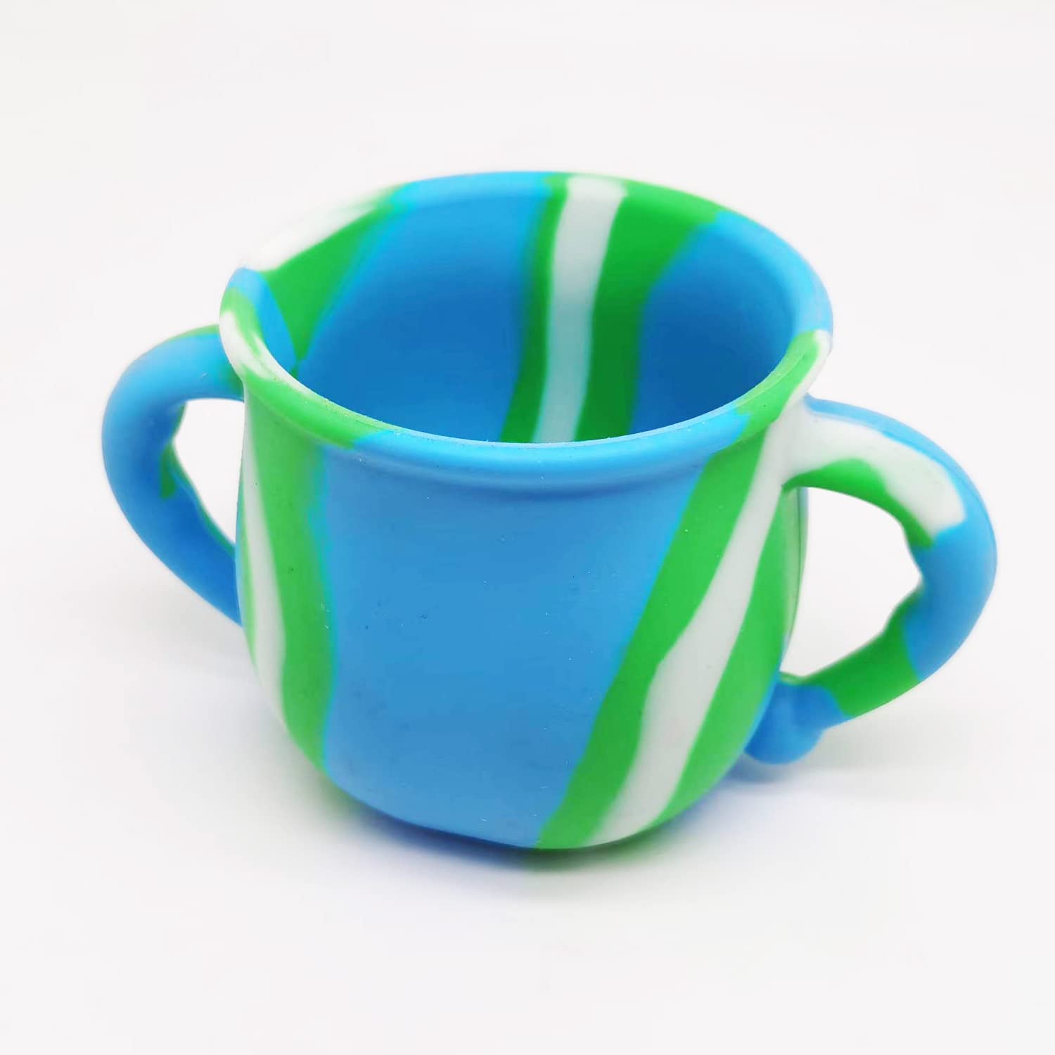 Snack Catcher Snack Attack Snack Cup | Collapsible Silicone Snack Container | Toddler and Baby Snack Catcher Lid (Blue&Green)
