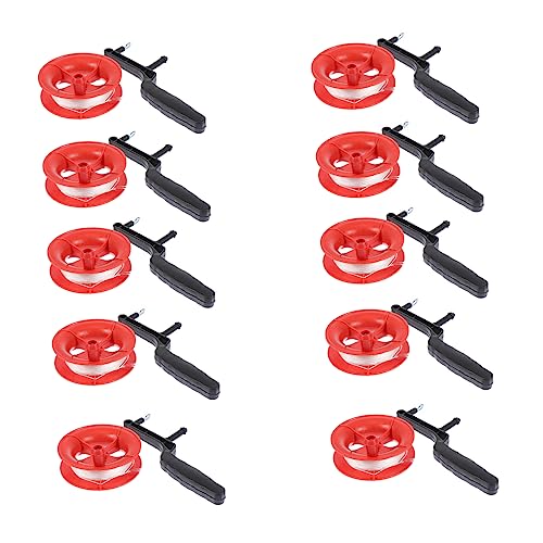 ORFOFE 10Pcs Plastic Reels Easy to Use Flying Kite Wheel Spools with String for Beginners for Outdoor Fun