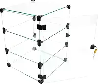 Expositor de Vidro C/Porta e Cadeado - C/Conectivo Preto - 0,30 x 0,40 x 0,30m