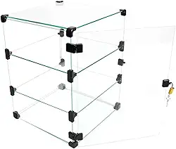 Expositor de Vidro C/Porta e Cadeado - C/Conectivo Preto - 0,30 x 0,40 x 0,30m