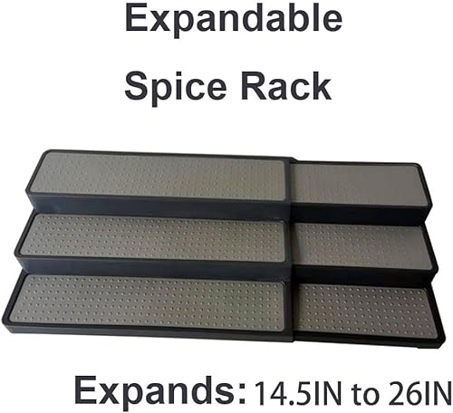 Miniatura 3 de Estante de especias expandible de 3 niveles, antideslizante de longitud ajustable, organizador de especias de 3 niveles para armarios de cocina,