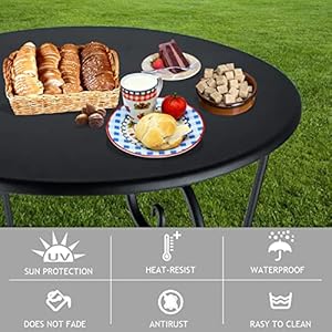 Small Patio Side TableRound Metal Side TableWeather Resistant Anti Rust Outdoor Side TablesOutdoor End Table for GardenPorchBalconyYardBlack