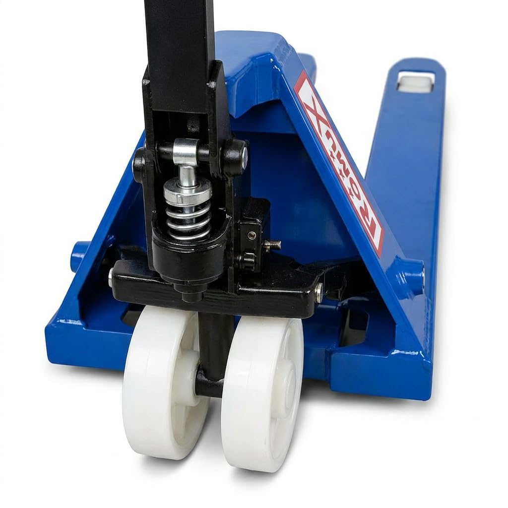 Transpaleta Manual Industrial Azul 2500 Kg con Ruedas de Nylon