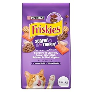 Friskies Surfin’ & Turfin’ Dry Cat Food – 1.43 kg Bag