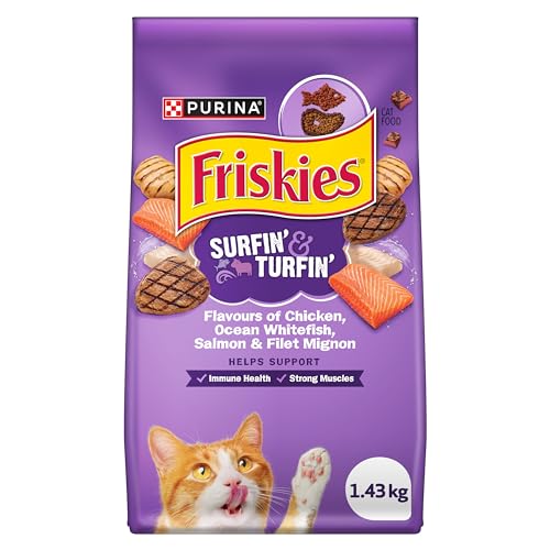 Friskies Surfin’ & Turfin’ Dry Cat Food – 1.43 kg Bag