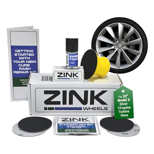 Premium Tesla Wheel Curb Rash Repair Kit for Model X 22-inch Silver Turbine Rims - DIY Kit with Color-matched Touch Up Paint - Made in USA