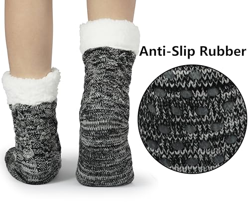 Image of BenSorts Women Winter Thick Slipper Socks with Grippers Non Slip Warm Fuzzy Socks Christmas Gifts