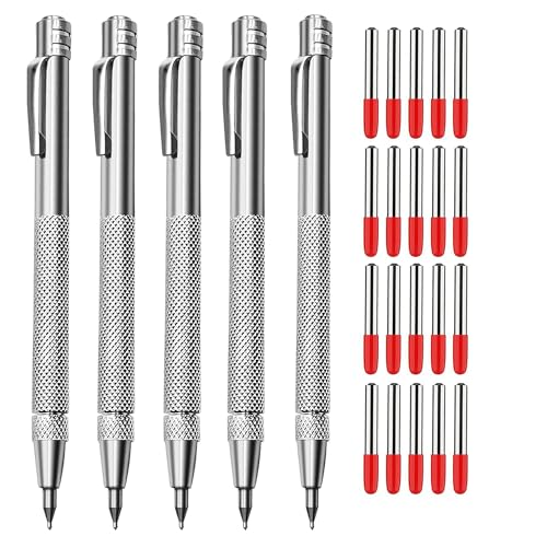 Ofasixx 5+20 Tungsten Carbide Metal Scribe Scriber Tool & Engraving Pen Set, No Need Sharpening, More Accurate&Quicker, Magnetic Design, Metal/Leather/Glass/Wood Layouts Choice