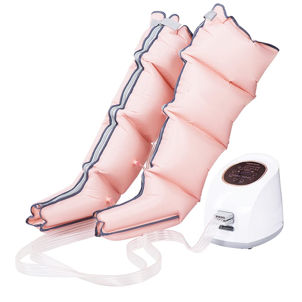 Massaggiatore per Gambe a Compressione Pneumatica, con 3 Modalità e 10 Intensità, Pressione & Durata Facilmente Regolabil, per Rilassare Gambe e Piedi,Pink