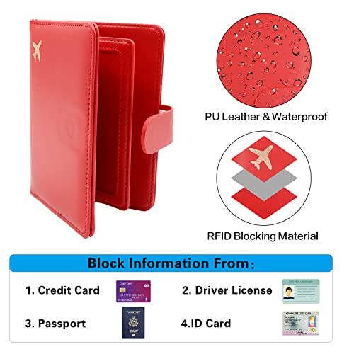 Image of Melsbrinna Rfid Passport Holder for Travel women /Men, Cute Passport Wallet Rfid Blocking Card Slots, Rfid Passport Cover /CaseTravel Wallet, Passport Book Holder, Red2, Cute