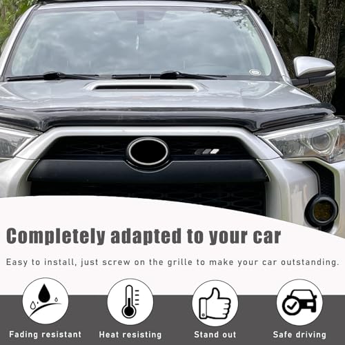 Image of Tri-Color Grille Badge Emblem Decoration Accessories Car Truck Label Tacoma Accessories Compatible with Tacoma 4Runner Tundra Sequoia Rav4 Highlander (White,Gray,Black)