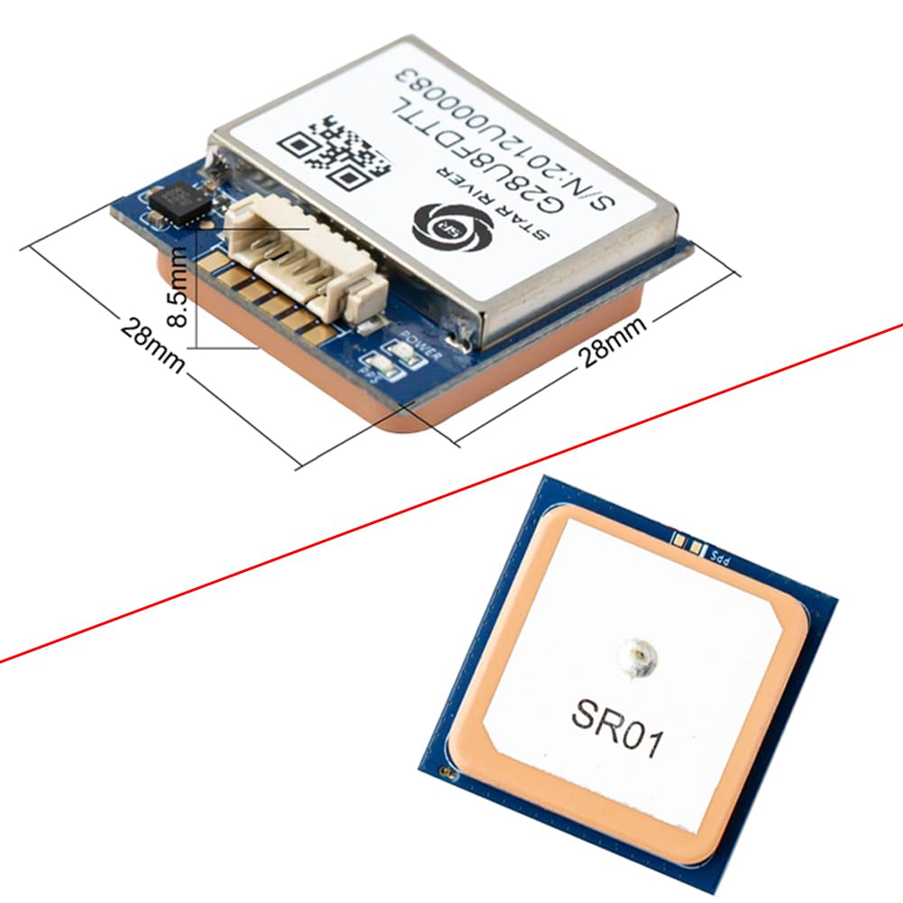 DIYmalls G28U8FDTTL Módulo receptor GPS Glonass QMC5883L Brújula con antena de cerámica flash 9600bps 1Hz chip NMEA-0183 M8 para control de vuelo Arduino