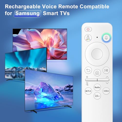 Image of Rechargeable Voice Remote for Samsung Smart TVs, Replacement for 2021-2025 Samsung TV Remote Control with Voice Search. 2-Year Warranty.