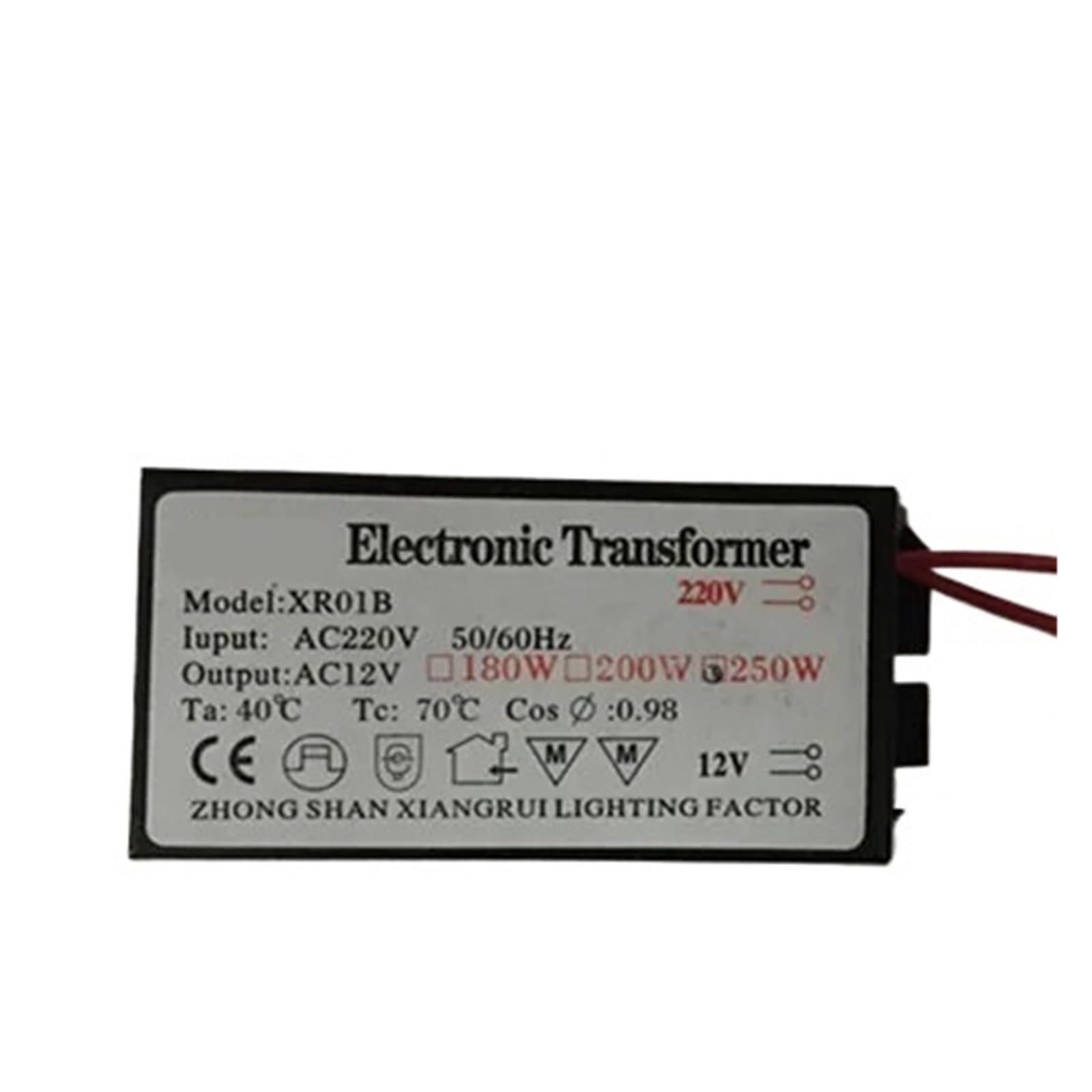 Transformador de Controlador LED, Fuente de alimentación, lámpara halógena, protección electrónica contra Cortocircuitos, 250W, 220V-12V, 1 ud.