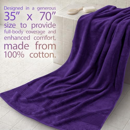 Image of Cotton Paradise 100% Cotton Turkish Towel Set, Soft Absorbent Quick Dry, 2 Piece 35x70 Bath Sheet Set, Violet Purple