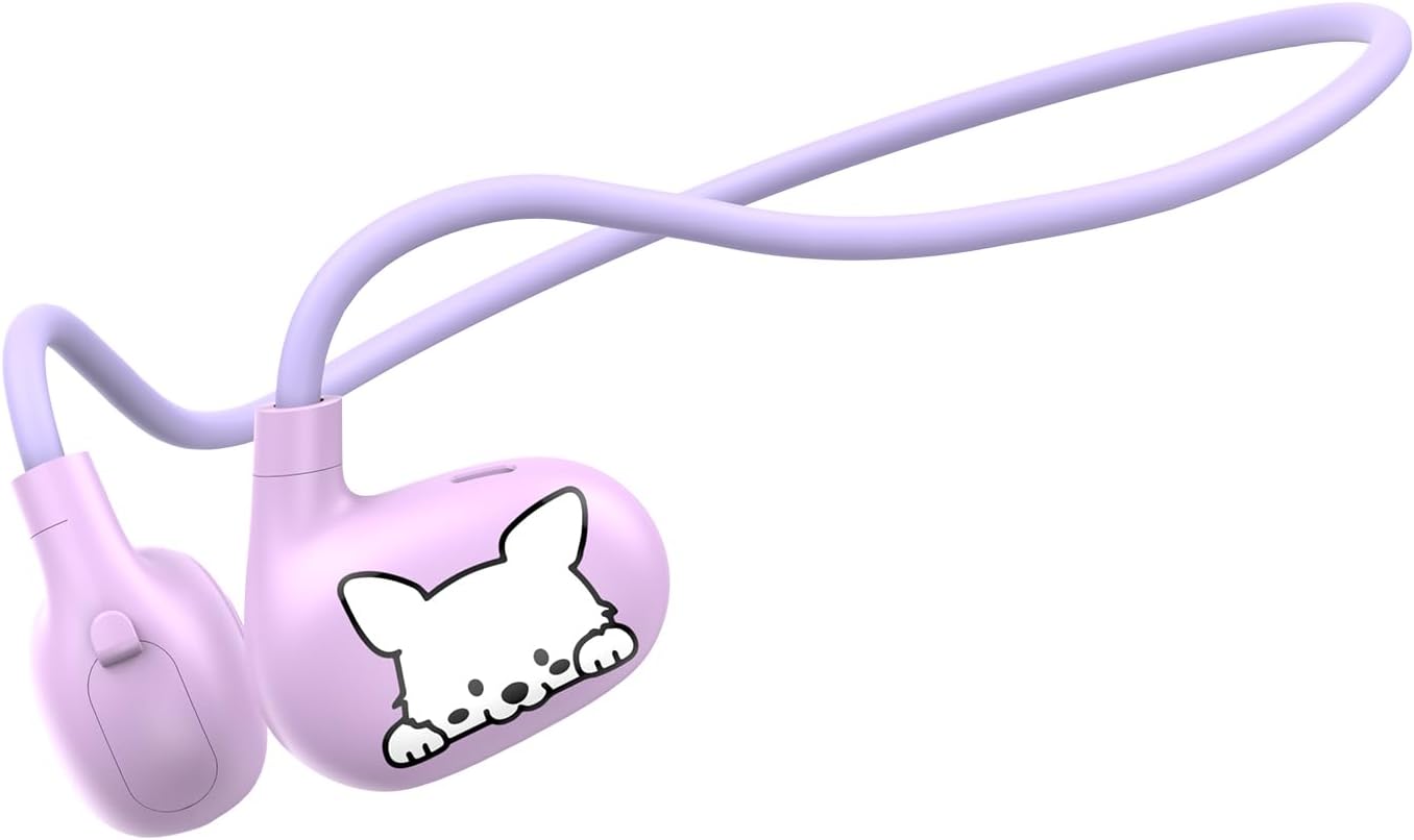 Kids Headphones, LK15 Open Ear Bluetooth Headphones with Air Conduction, Ultra-Light, 85dB Volume Limiting Wireless Headphone for Children Teens Boys Girls (Purple)