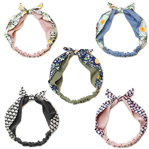 JOUDOO 5pcs Woman Elastic Headbands Criss Cross Sweat Bands FS002 (style 1)