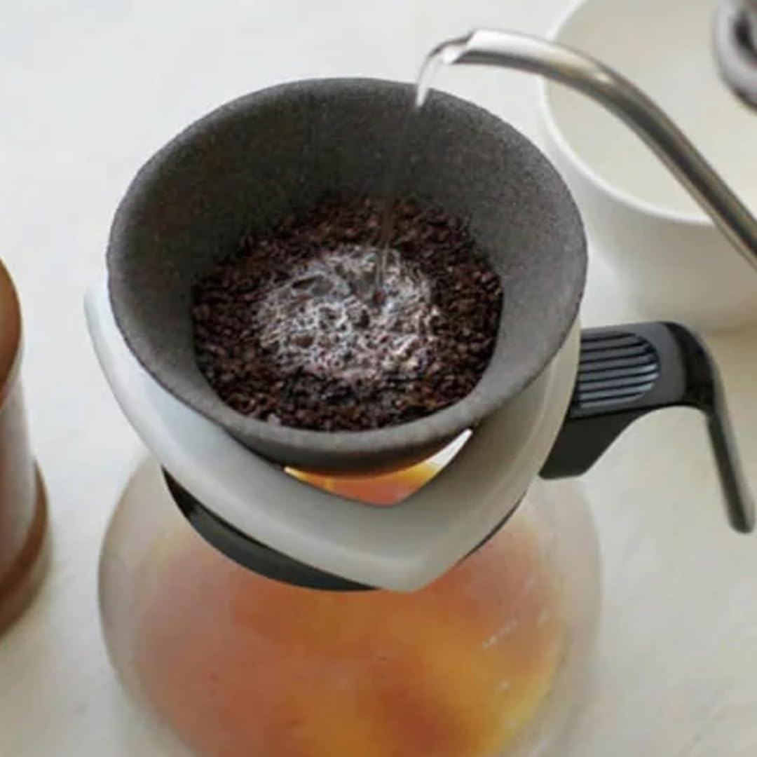 COFIL Japanischer Keramik-Kaffeefilter, hergestellt in Japan, wiederverwendbarer Tropfer, weißer Halter