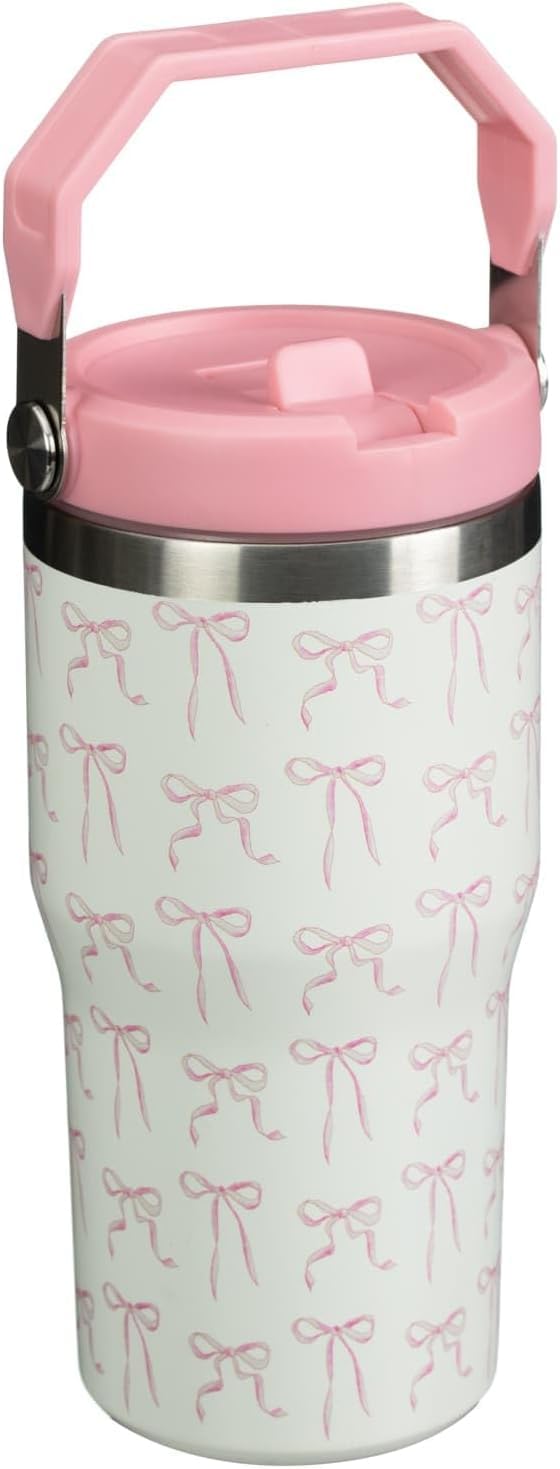 New Printed Hydrate 550ml Double Wall Tumbler with Rotating Lid and Straw – Leak-Proof, Insulated, Versatile Drinking Options Z-10 (Bows)