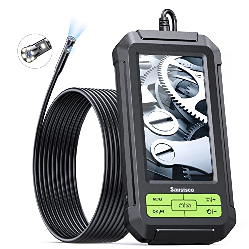 Sansisco Dual Lens Borescope, 1080P HD Industrial Endoscope with 7 mm Waterproof Camera, Sewer Inspection Camera with Light, 4.3' LCD Screen, 32GB Card, 16.5FT Semi-Rigid Cable, 2 Helpful Tools