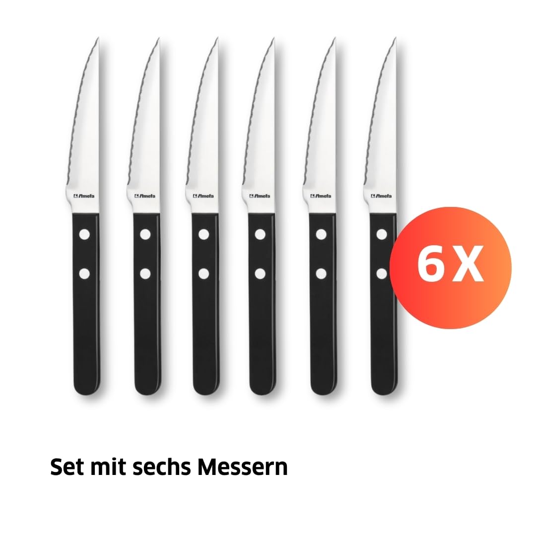 Amefa Coltello da bistecca al dettaglio nero, set 6