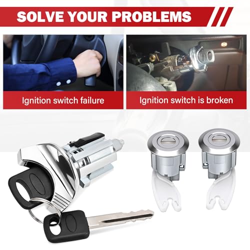 image for Yikesai Door Lock Cylinder & Ignition Switch w/Keys Compatible with 19