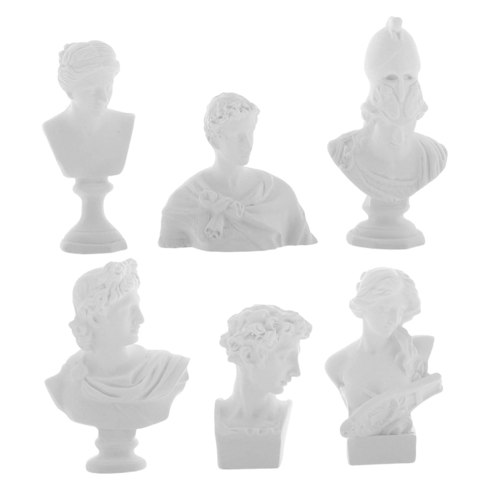 KOMBIUDA 6pcs Mini Plaster Bust Statues Decorative Figurines Inspired by Mythology for Home Decor Office Desk Accents and Artistic