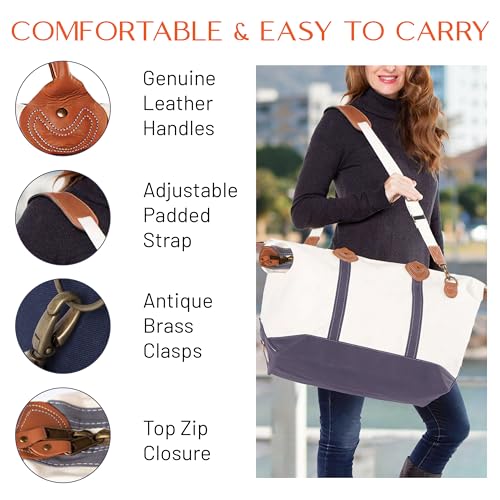 18 oz Canvas Weekender Bag for Women - Duffel Bag For Traveling - Duffle Carry on Bag For Overnight Trip3