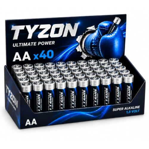 Tyzon AA Alkalibatterien 40 Stück Langlebig & Leistungsstark Ideal für Haushalts- und Elektronikgeräte