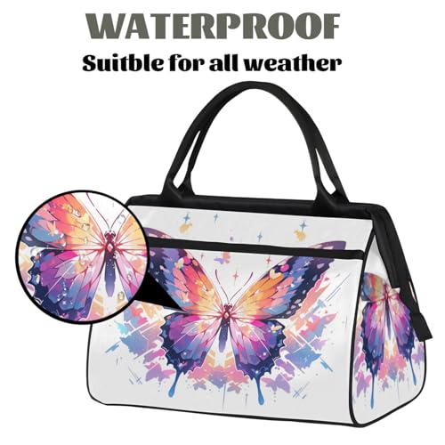 Butterfly Gym Bag for Women Men Travel Sports Duffel ith Trolley Sleeve Waterproof Sports Gym Weekender Overnight Carry On Tote Bag for Travel Gym Sport-223