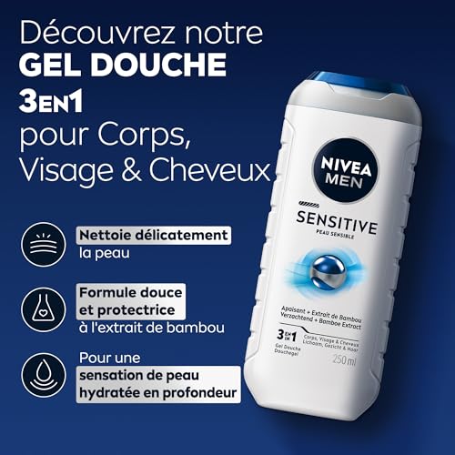 Gel Douche Homme Peau Sensibles Sensitive 3en1 Nivea Men Le Flacon De 250ml - vue 8