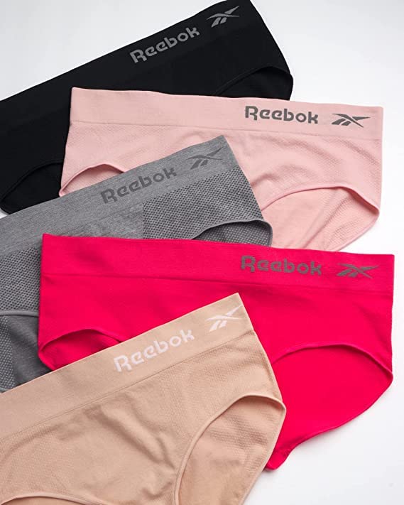 Image of Reebok Womens Bikini Underwear - 5 Pack Soft Stretch Performance Tag Free Briefs Bikini Panties Seamless Underwear for Women