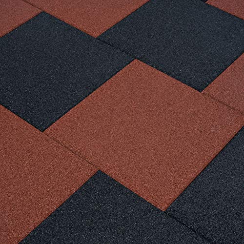 ZEYUAN Fallschutzfliesen 6 STK. Gummi, Fallschutzmatten Outdoor, Fallschutzplatten, Gummi Bodenmatte, Gummifliesen, Garten Matte, Gummi Bodenbelag Garage, 50 x 50 x 3 cm Schwarz