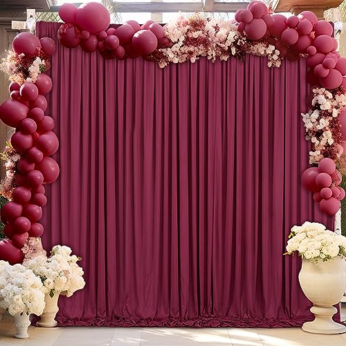 Image of 10x10ft Burgundy Backdrop Curtain for Wedding Parties Wrinkle Free Fabric Maroon Drapes Backdrop Decoration for Baby Shower Birthday Photography Decoration 2 Panels, 5ft x 10ft