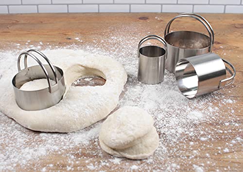 Rsvp International Endurance Round Biscuit Cutters - Stainless Steel, Set Of 4 | Nest For Easy Storage | For Cutting Thick Or Thin Dough | Professional | High Handle Arch #TOP5