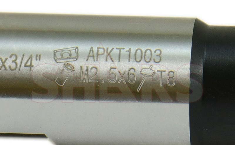 Image of Shars 3 /4 inch 90 Degree Indexable End Mill Cutter with 3 PCS of APKT 1003 Carbide Insert, 3 Flute 404-1862W+404-6960(3) P[