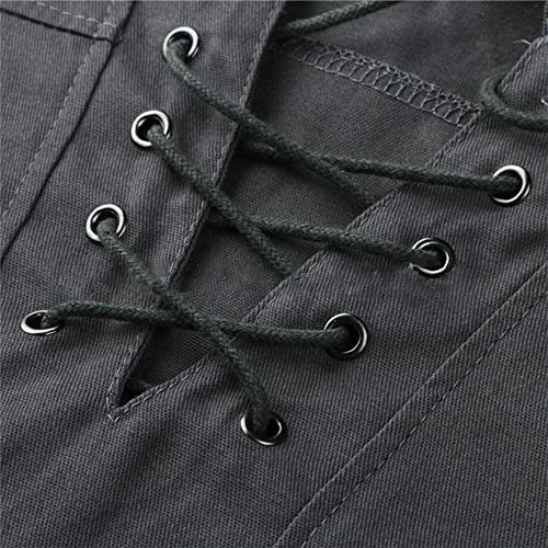 Chemise à lacets pour grand-père en coton confortable noir