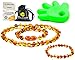 Collier Ambre 33cm.+Bracelet 14cm.- 100% Plus Haute Qualité Certifié l'Ambre la Baltique Authentique Collier Perles de Plus Gros! / Garantie de Remboursement!! (Cognac)