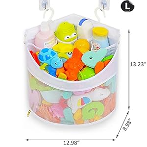 Baby Bath Toy Organizer, Quick Drying, and Mould Proof, Corner Hang-Suspension Bath Toy Holder, Large Capacity Multi Use bath toy storage( White) Baby Bath Toy Organizer Quick Drying and Mould Proof Corner Hang Suspension Bath Toy Holder Large Capacity Multi Use bath toy storage White