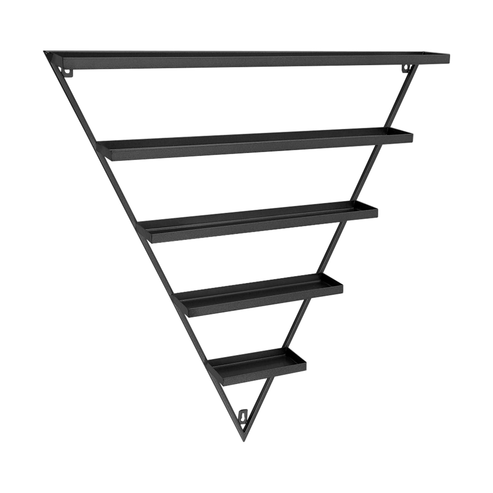 OUKANING Espositore per smalti, 10 pezzi, triangolare, in ferro, montaggio a parete | Mensole da parete salvaspazio per saloni di bellezza. 5 ripiani triangolari + 5 barre trasversali, portata 10 kg per scaffale