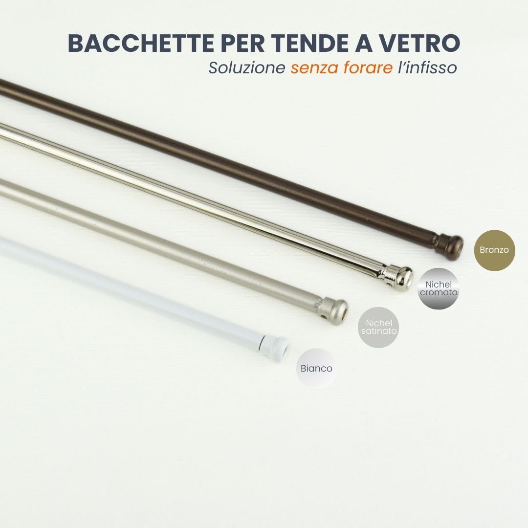 Bacchette Per Tende A Vetro senza forare Bronzo Spessore 7 mm Estensibile 40-60 cm