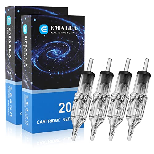 EMALLA Cartridge Needles - 40Pcs Mixed Round Liner for Tattoo Machine, Grip, Kit and Supply (1203RL, 1205RL, 1207RL, 1209RL)