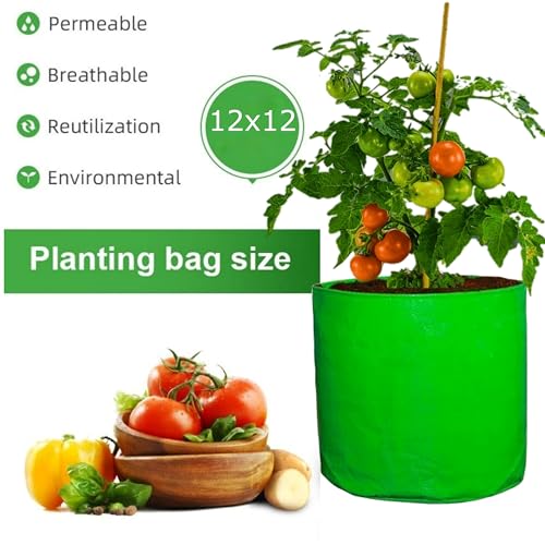 Image of Grow Bag 12x12 inch, Premium HDPE 225 GSM for Terrace Gardening, UV Stabilized Plant Bags for Vegetables and Flowers, 4-6 Years Life (12x12, Pack of 5)