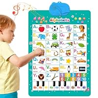 2025 New Talking Wall Chart for Kids – English & Spanish Learning Poster with Songs, ABCs, Numbers, Animal Words & Piano, Electronic Music Alphabet Wall Chart with Interactive Touch Buttons