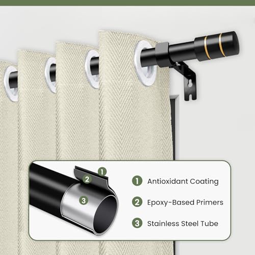 Image of Long Curtain Rods for Windows 66 to 120 Inch Heavy Duty Curtain Rods Black Splicing Set with Easy Installation for Sliding Glass Door Living Room Patio Modern Design