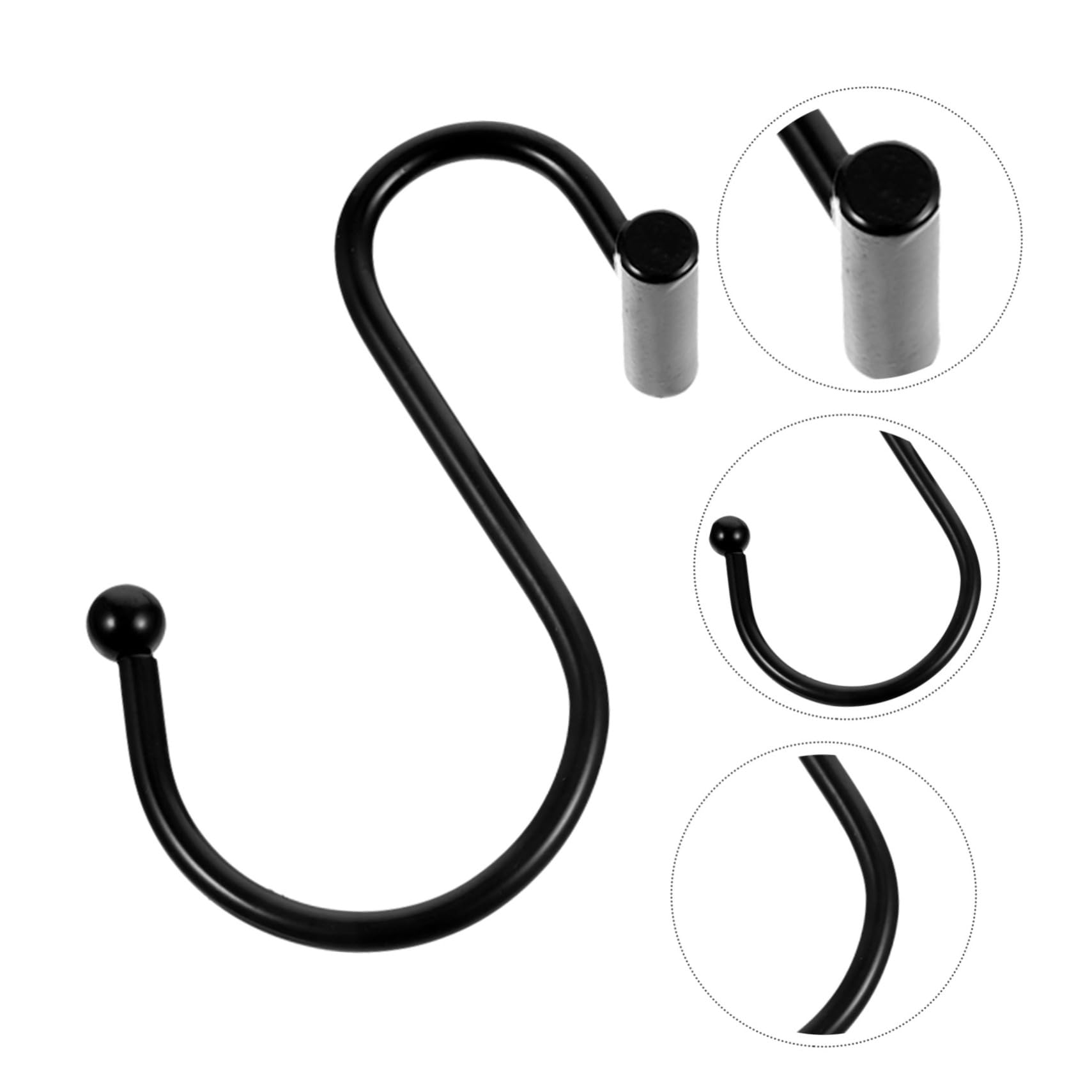 MAGICLULU Ganci Pezzi in 24 Doccia Ferro Forma e Tenda Nero per a S, Fissaggio Sicuro Accessori Tende e Teli Bagno