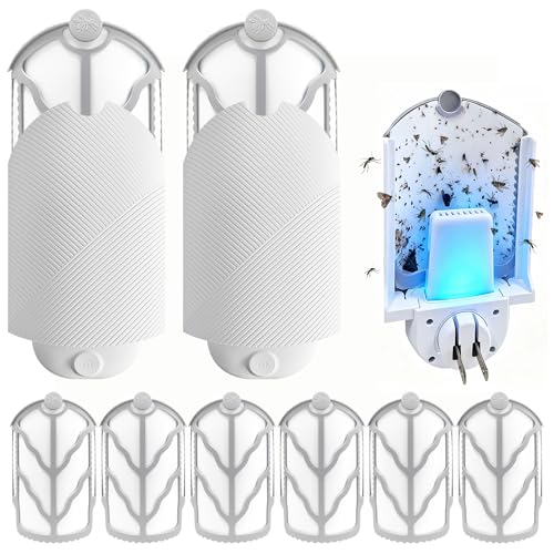 Flying Insect Trap for Indoor Use (2 Starters & 6 Refill Cartridges) UV Light Bug Catcher for Fruit Flies Gnats & Small Flying Pests Silent No-Zap Mess-Free