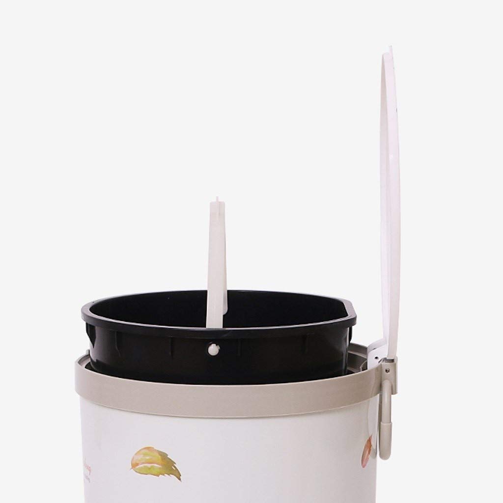 Dustbins Round Step Trash Can Plastic Mute Pedal Bin Garbage Can Wastebaskets Bathroom Lidded Trash Can for Office Kitchen 6.5 Liter Waste Recycling (Color : B) (B)